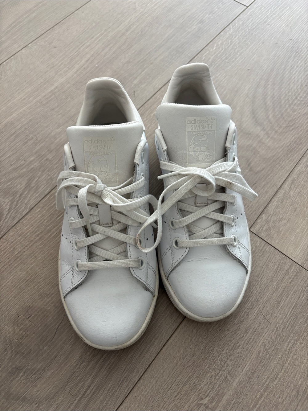 adidas White Leather Stan Smith Low-Top Sneakers